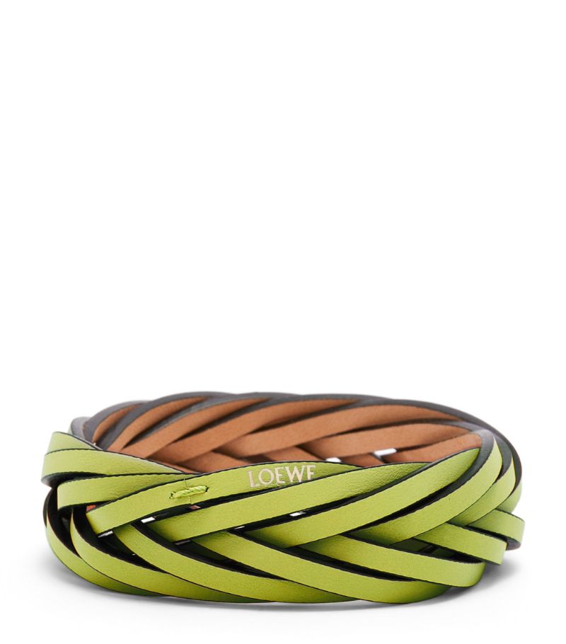 Loewe + Paula's Ibiza Leather And Gold-tone Wrap Bracelet in Black